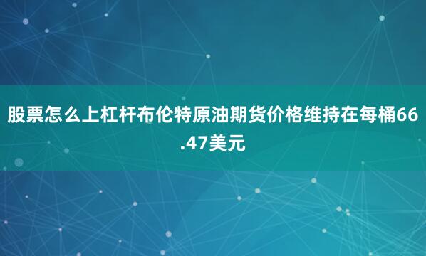股票怎么上杠杆布伦特原油期货价格维持在每桶66.47美元