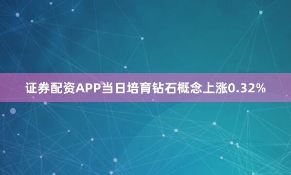 证券配资APP当日培育钻石概念上涨0.32%